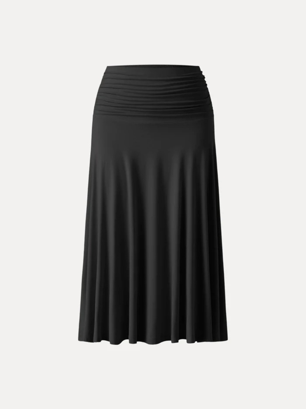 NWT Eco-SkinKiss® Flowy Side Ruched A-line Midi Skirt in black